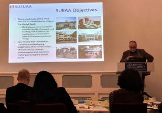 SUEUAA Director presenting at the British Academy
