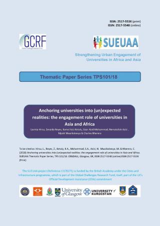 SUEUAA thematic paper series: policy (paper one)